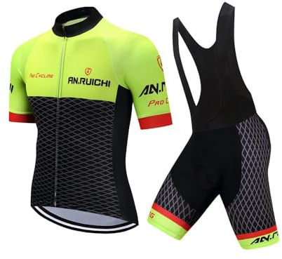 VeloZenith Herren Radtrikot Set Kurzarm Fahrradbekleidung (Radjacke und Radhose mit Sitzpolster)
