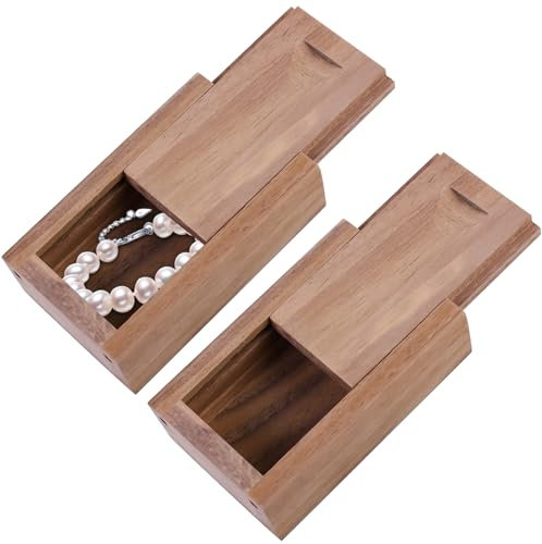 GBKDQQ 2 Stück Kleine Holzkiste mit Schiebedeckel, 8x5x2.5cm Holzbox für Hochzeitsgeschenke, Paare, Oma/Opa - Geschenkbox aus Ahornholz (Dekoration, USB, Fotos)