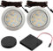 2er Bundle LED Spots, ultra-flach, 12V, 3W, Warmweiß (3200K), dimmbar per Funk-Dimmer, inkl. LED-Trafo, Kabel, Verteiler, Bohrloch Ø 55-60mm, Einbautiefe 14mm, Edelstahl gebürstet, Effizient&Stylisch