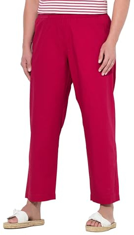 Ulla Popken Damen 7/8-chinohose Ruby, Elastikbund, Weites, Gerades Bein Casual Pants, Dunkle Himbeere, 56W / 32L EU
