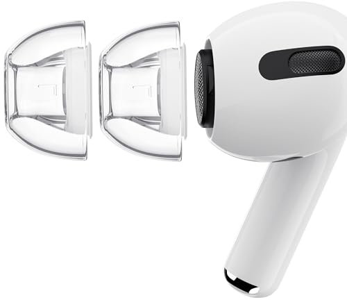RFUNGUANGO Neue transparente Ohrkappen 1 Paar, kompatibel mit AirPods Pro 2./1. Generation Ersatz-Ohrstöpsel, mit Geräuschunterdrückung Löcher und integrierte Staub Netz, Größe(Large)
