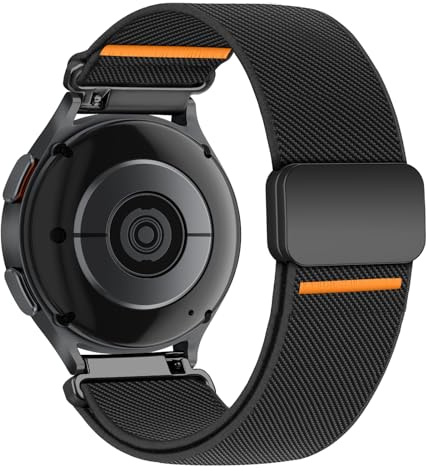 20mm Elastic Magnetic Straps for Samsung Galaxy Watch 7 6 5 4 FE Strap 40mm 44mm/6&4 Classic 43 47 42 46 mm/5Pro 45mm Men Women,Stretchy Nylon Sport Band for Garmin Vivoactive 5 3 6/Forerunner 55 245