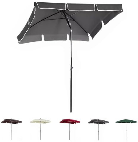 YCBTPS 200x130cm Sonnenschirm Rechteckig Neigungswinkel, Groß Terrassenschirm Für Gastro, Gartenschirm Ampelschirm Sonnenschutz(Gray)