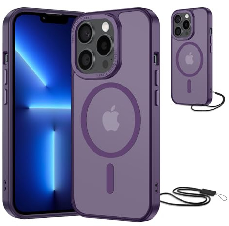 NEW'C Cover Viola per iPhone 13 Pro Max Compatibile con MagSafe | Cover + Cordino Rimovibile, 6,7 Pollici, Magneti Potenti N56, Antiurto, Sottile, Magnetica