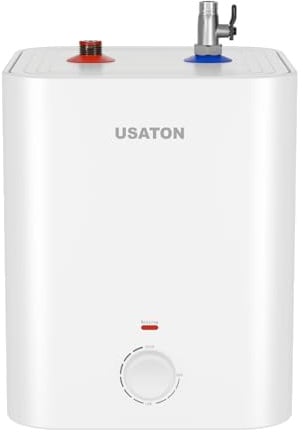 USATON Warmwasserspeicher Untertischboiler 6 Liter Druckfest | 2000 W, Sofortiges Warmwasser, Energiesparend, Einfache Installation, mit Stecker 230V, Boiler für Küche und Badezimmer