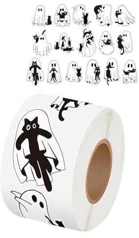 500Pcs Halloween Ghostly Decorative Sticker Adhesive Wrapping Label for Scrapbooking Journal Water Bottle and Packaging Halloween Family Activity Sticker