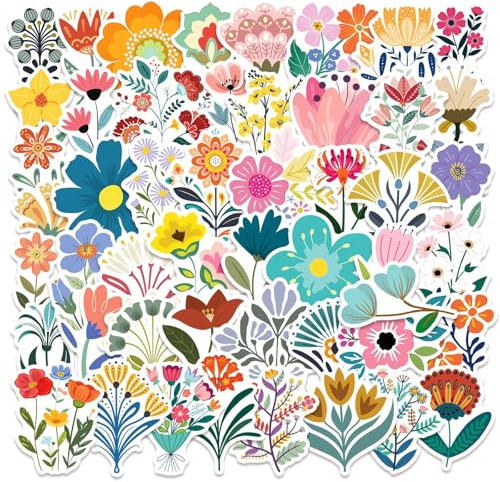 HNTR® Flower Stickers | 50 Floral Stickers | Nature Scrapbook Accessories for Crafts and Journals