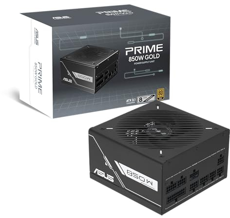 ASUS PRIME 850W GOLD, Alimentatore Modulare per PC, Nero | PCle Gen 5.1, Standard ATX 3.1, Certificato 80+ Gold, Ventola da 135mm con Doppio Cuscinetto a Sfera, Cavi Incisi