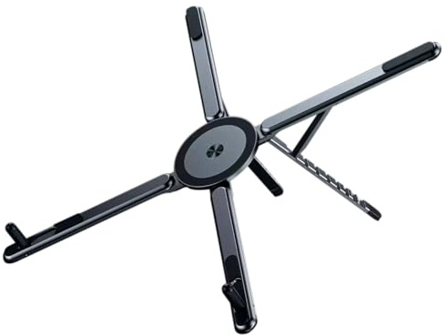 Beruth Soporte plegable ajustable para computadora portátil, compatible con MagSafe, elevador de aluminio con agarre magnético N52, soporte portátil para MacBook, iPad, iPhone y tableta, ligero para