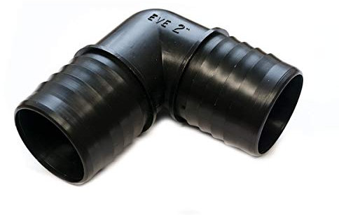 Pisces 50mm/50mm (2) Barbed Elbow for Pond and Garden Hose - Angled Tubing Adaptor for Easy Connection to Hosepipe