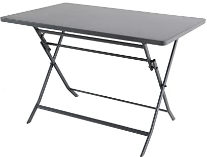 Hespéride - Table de Jardin Pliante Rectangulaire Greensboro Gris Graphite - 4 Places - Acier Traité Epoxy Traitement Antirouille Renforcé