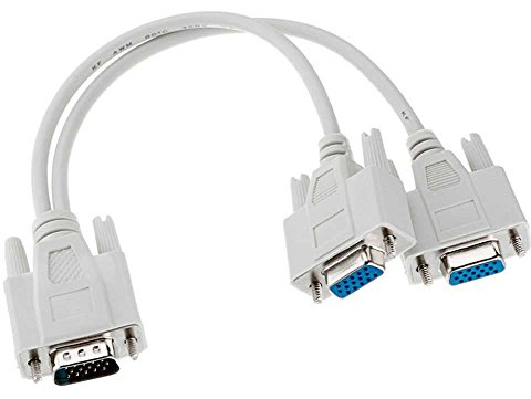 OcioDual Cable Duplicador Adaptador de Imagen SVGA HDB15 de Macho a 2 VGA Hembra Divisor Splitter Video Imagen para Monitor Gris