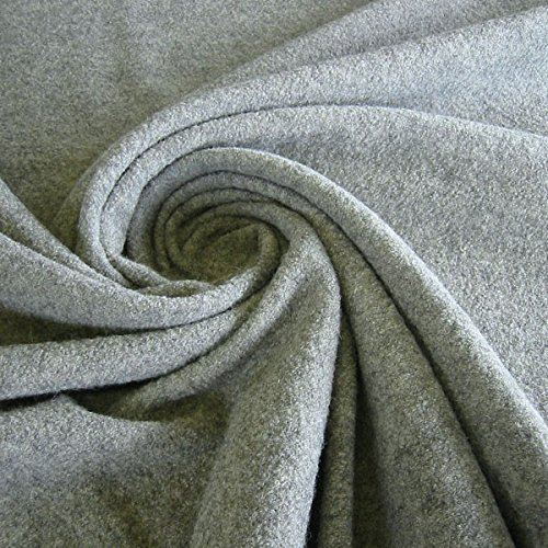 Stoff am Stück Stoff Schurwolle Gewirk hellgrau reine Wolle Walk Walkloden Wirkloden grau warm