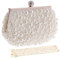 BAIGIO Clutch Damen Perlen Abendtasche Ivory Damen Elegant Brauttasche Handtasche für Hochzeit Afterparty Disco (Weiß)
