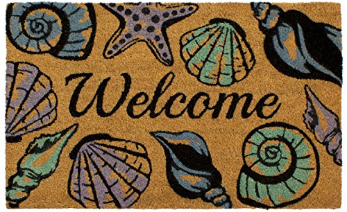 Storm Stopper – Doormat | Welcome Seashell | All Weather Heavy Duty Mat | 100% Natural Coir Face | Non-Slip | Outdoor Home Décor | Absorbent, Fade Resistant & Pet Friendly | 18 x 28