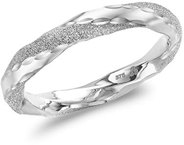 CARISSIMA Damen 9 Karat Weißgold 3 mm Polierter und strukturierter Twist Ring - Größe N