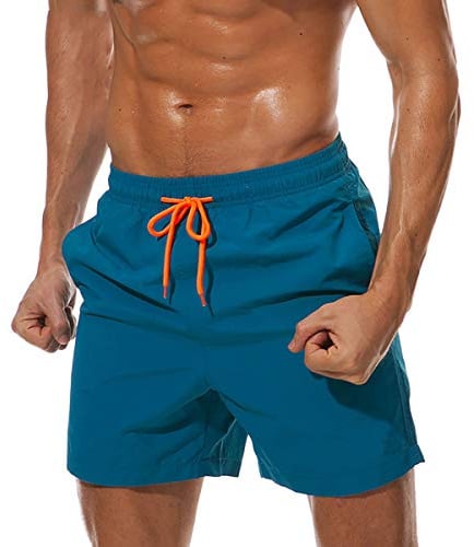 Qrity Homme Shorts de Plage, Short de Bain avec Poches, Séchage Rapide, Cordon de Serrage Réglable pour Vacance Natation Piscine