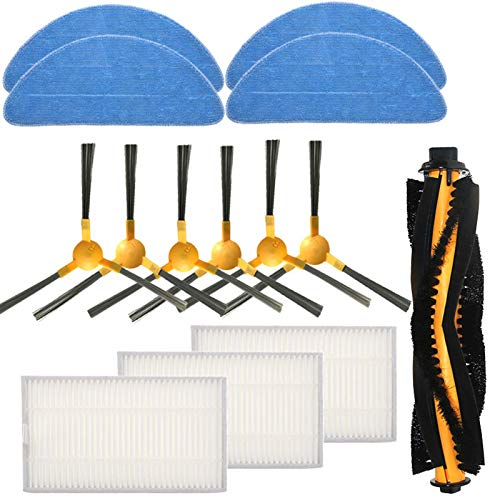 Ensemble d'accessoires de rechange pour aspirateur Proscenic 800T/820S, 1 brosse principale + 6 brosses latérales + 3 filtres + 4 chiffons