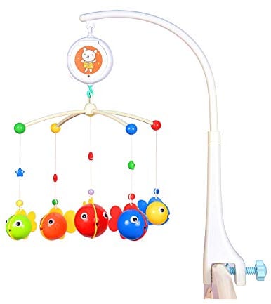 Meero London 6915 New Born Baby Cot's Mobile Musical Stroller's Activity Toy,Adjustable Arm to Fit All Cots, 12 Songs with Music Modes Suitable from Birth,0+ Months