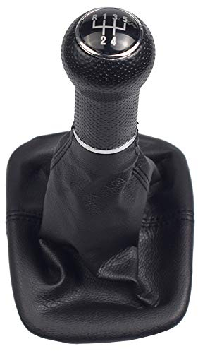 Hacreyatu 5 Gang Auto Schaltknauf Stick Gaiter Boot Kit für V-W Polo 6N Golf 2 3 4 Cabrio P-as-sat 35i (Schwarz)