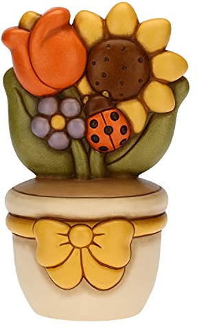THUN - Vasetto Decorativo con Coccinella e Fiori - Bomboniere e Accessori per la Casa - Idea Regalo - Ceramica - Ø 8,33 cm; 25 cm h
