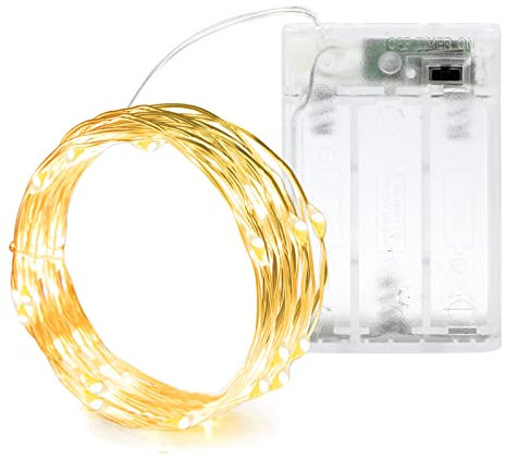 Annefly Battery Operated 2M 20 LED Timer Fairy String Lights Silver Wire Firefly Lights for Bedroom Indoor Outdoor Jars Christmas Wedding Party Festival Decoration Warm White