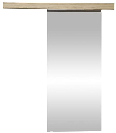 Mirjan24 Schiebetürsystem Pikano II 70 mit Spiegel (Sonoma) | Komplettes Schiebetür-Set mit Aluminiumgriff und Selbstschließsystem, wahlweise links oder rechts montierbar