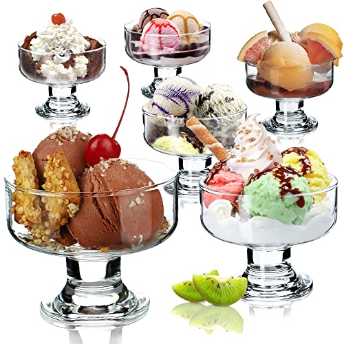 KADAX Eisbecher Glas Set, Eisschalen, Dessertgläser mit Fuß, Eisgläser, Dessertschalen für Eiscreme, Desserts, Obst, Vorspeise, Cocktails, Dessertgläser, Eiscremegläser (6, 180 ml)