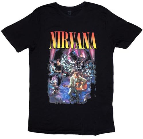 Nirvana Unplugged Photo Band Logo Women's T-Shirt Black XXL