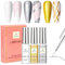 Yueshop Art Liner Gel Nail Polishes Set, Painting Soak Off Gel Nail Varnish Set 3x 8 ml Gel Nail Polish Gold Silver White Collection Drawing UV LED Gel Liner Polish Pen Tool For Manicure Art Salon