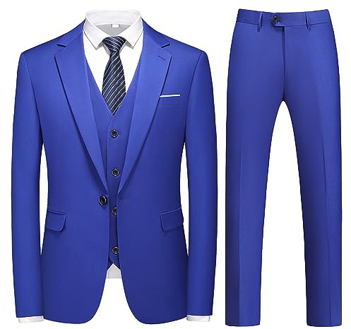 KUDMOL Costume Homme 3 pièces Slim Fit à Un Bouton Blazer Pantalon Gilet