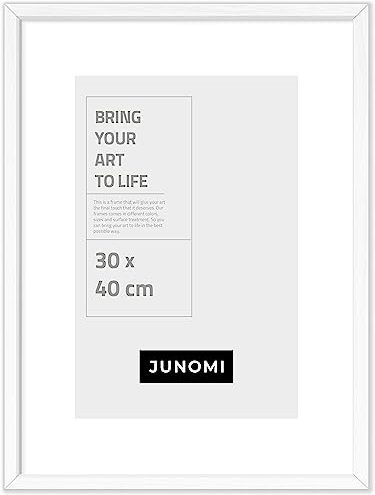JUNOMI® Cadre photo 30 x 40 cm bois blanc | avec verre plexi incassable| Cadre photo bois