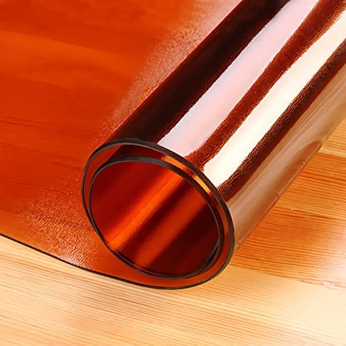 2mm Dick Transparente Tischdecken Tischfolie 95x200cm PVC Glasklar Folie Tischschutz Wasserdicht Tischschutzfolie Fettdicht,Für Esstisch Couchtisch Und Schreibtisch,Matte Texture Braun,Rechteck