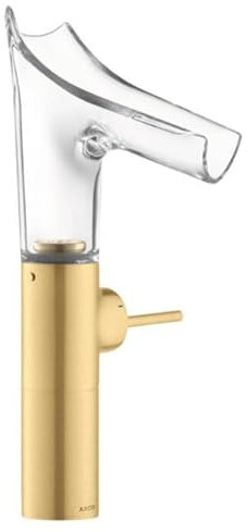 Hansgrohe AXOR Starck V Single lever washbasin mixer 220 with glass spout for washbowls with waste set; color: Brushed Gold Optic