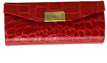zalati Custodia in pelle con chiusura a bottone per rossetto con specchio per scatola regalo (rosso)
