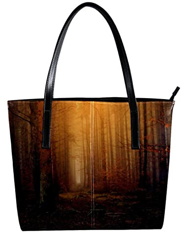 Sac à main personnalisé en cuir PU - Sac à main fourre-tout - Forêt sombre, multicolore