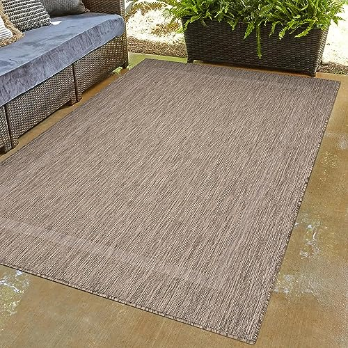 Carpettex Outdoor Teppich Wetterfest 300x400 (280 x 370 cm) Sisal Optik Braun - Ideal für Balkon, Garten, Terrasse und als Küchenteppich - Teppich Waschbar, Flachgewebe, Wasserfest, Pflegeleicht