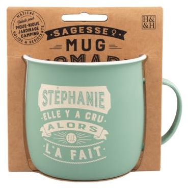 Mug Nomade - Mug à thé et café personnalisé Stéphanie - Cadeau pour Femme, Turquoise