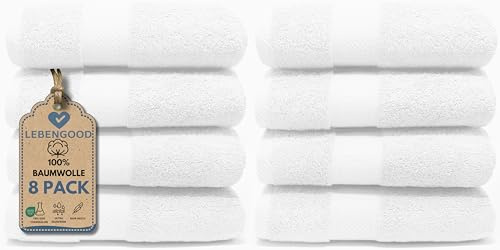 LEBENGOOD Handtücher Set, 8 Handtücher 50x90 aus Baumwolle - 100% Oeko-TEX®, Handtuch, Gästehandtücher, Badetuch, Badetücher, Duschtuch, Duschhandtuch, Badehandtuch, Duschtücher. (8 50X90 Blanco)