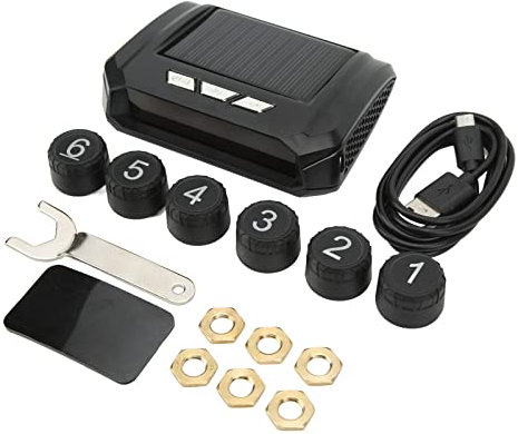 Wireless Solar Power TPMS Monitor with 6 Sensors for 6 Wheel Truck Tire Pressure Monitoring System