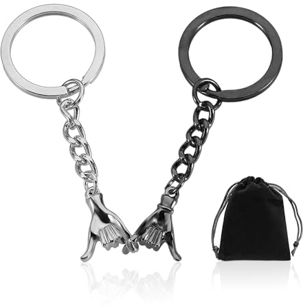 SLEEKEE 2 Stück Paar-Schlüsselanhänger, Freund-Geschenk-Schlüsselanhänger, Valentinstag-Geschenk, Beste Freundin-Geschenk-Schlüsselanhänger, Geschenk Für Frau Hand in Hand-Schlüsselanhänger
