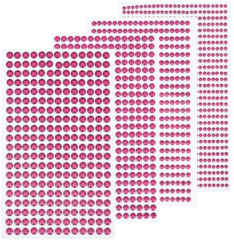 sourcing map 3584 Pièces 8 Feuilles Autocollantes Strass Rouge Rose 3/4/5/6 mm pour Décoration DIY Artisanat Visage Ongles Cheveux Maquillage