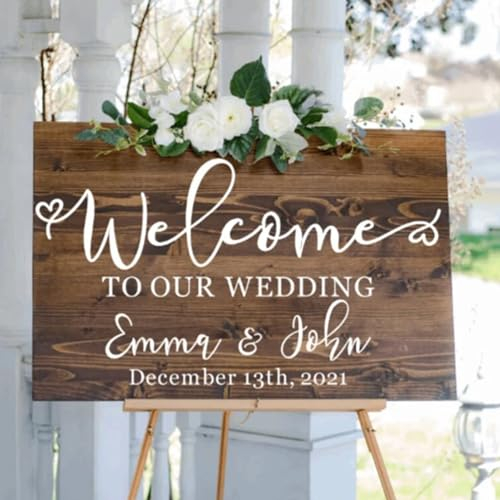 HDLOVE Personalized Directional Sign Stickers, Welcome Sign Vinyl Stickers, Wedding Welcome Sign, Wedding Welcome, Vinyl Sticker, Wedding Welcome Sign, Wedding Craft Decoration(H style)