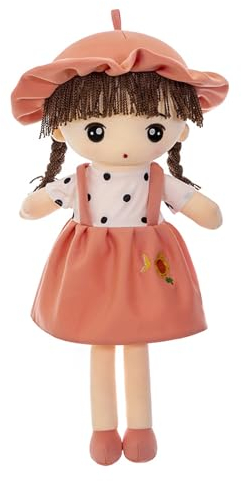 JIAHG Weiche Puppe Kinder Plüschpuppe Mädchen Kuschelpuppe Baby Stoffpuppe zum Spielen und Kuscheln, Spielzeug Püppchen, Geschenk zur Geburt und Taufe,45cm