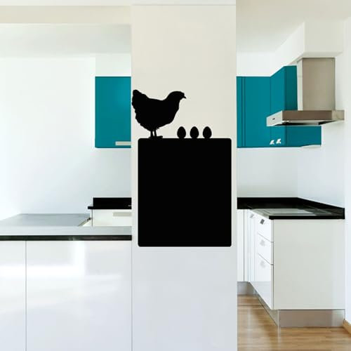 Ambiance Sticker Ardoise Tableau Noir - Stickers Muraux Adhésif Effaçable - Poule avec Ses Oeufs - H55 x L35 cm