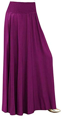 Gonna a pieghe da donna alla moda elastica in vita tinta unita vintage a trapezio gonna lunga allentata gonna in raso per le donne midi, Viola, M