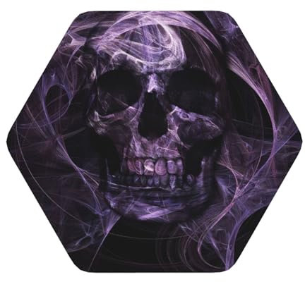 CRJSYCBYB Ensemble de sous-verres ronds en cuir imprimé tête de mort violet