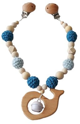Kinderwagenkette Holz (Blau, Türkis, Wal)