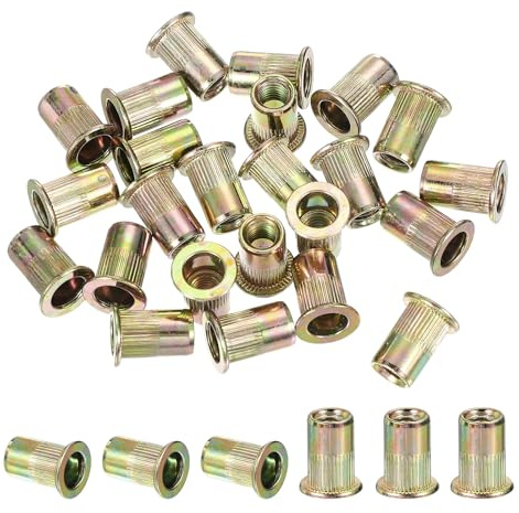 PATIKIL 20 Pcs 1/4 Carbon Steel Rivet Nut, Gold