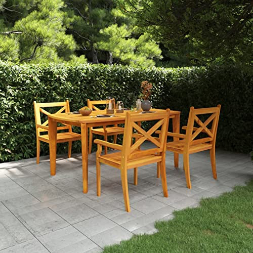 Xichuzi 5-TLG. Garten-Essgruppe Massivholz Akazie, Esstisch Mit Stühlen Set, Gartenmöbel Sitzgruppe, Balkon Möbel, Gartenlounge Set, Terrassenmöbel, Balkonmöbel Set - 3058003
